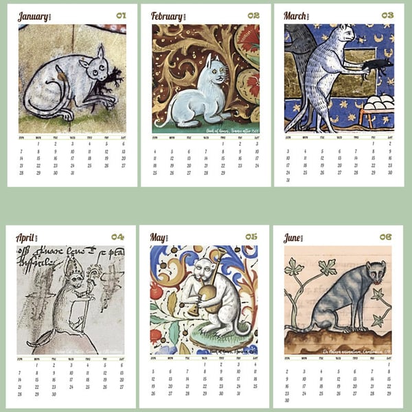 Medieval Cat Calendar 2025